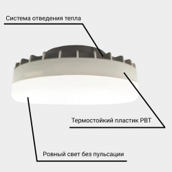 Лампа OPTIMA GX53, 12 Вт, 1080ЛМ, 4200К - 10 штук