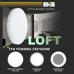 Встраиваемый светильник EKS LOFT 3 режима свечения - LED панель круглая безрамочная (16 Вт, 1500ЛМ, 4200К)