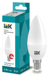 Лампа светодиодная IEK ECO C35 E14, 5 Вт, 450ЛМ, 4000К 