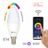 Умная лампа EKF Home Connect С37 Е14, 5 Вт, 400ЛМ, 3000-6500K, Wi-Fi, RGBW+изм.цвет.темп.